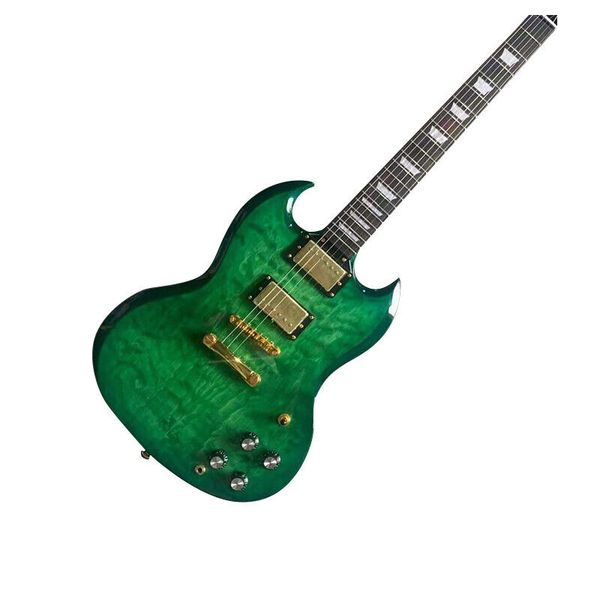 

green electric guitar suitable for beginners factory customization