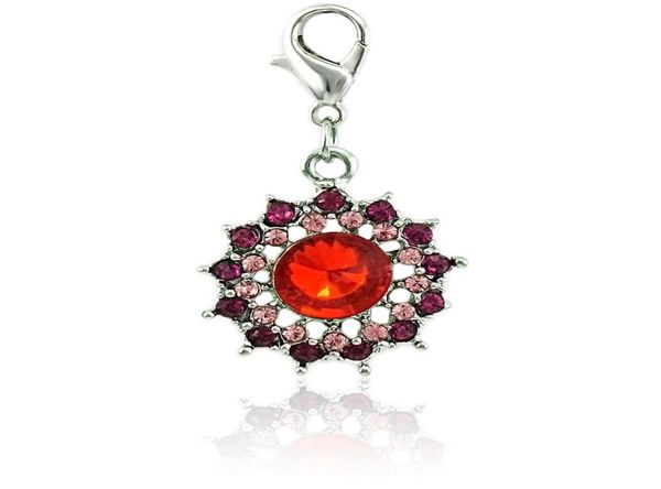 

fashion lobster clasp charms dangle pink rhinestone crystal pierced charms diy for jewelry making accessories8664602, Bronze;silver