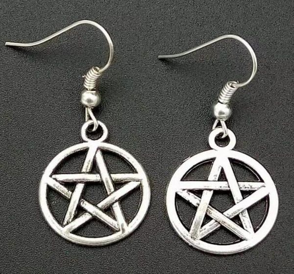 

fashion jewelry 50pairlot ancient silver pentagram pentacle charm pendants drape earrings witch pagan goth jewelry gift a4557255153664495