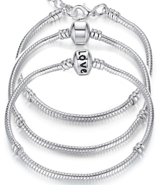 

charm bracelets 925 sterling silver 3mm chain fit charms bead bangle bracelet fashion jewelry diy gift for men women6482168, Golden;silver