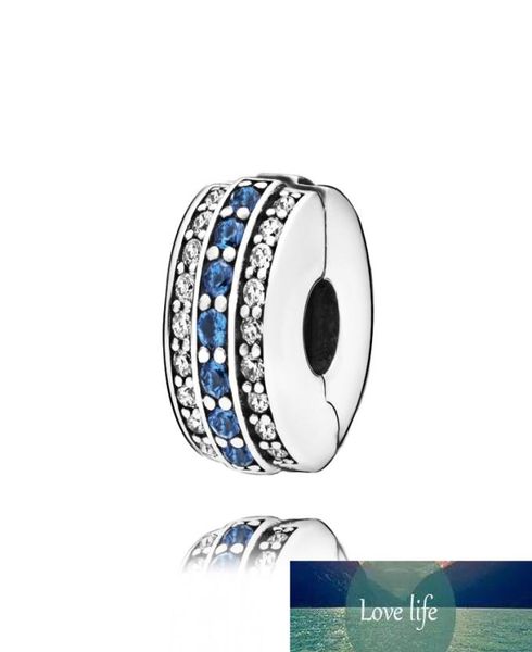 

alloy classic 925 sterling silver beads sparkling blue line clip charms fit original pan039s bracelets women diy jewelry9524253, Black