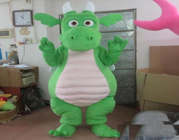 

2018 factory direct green purple dragon mascot costume with wings for to wear for 5520230, Red;yellow