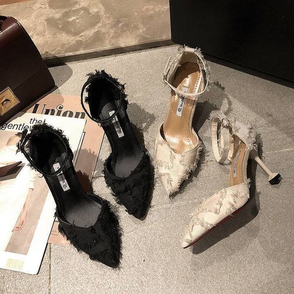 

dress shoes women's high heel spring summer all-match black girl pointed toe single shoes in the heel luxury designer elegant woman 230