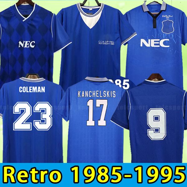 

94 95 kanchelskis mens retro soccer jerseys speed gascoigne branch ferguson coleman southall home blue football shirt 86 87 short sleeve, Black;yellow
