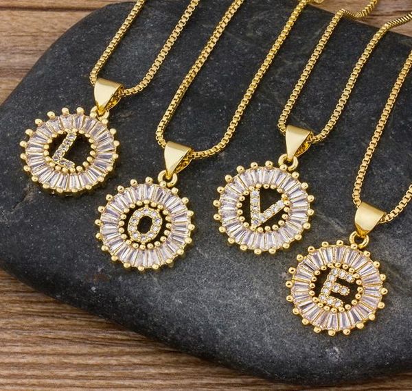

women girls initial letter necklace 26 letters charm gold name necklace pendant copper zircon jewelry gift5292246, Silver