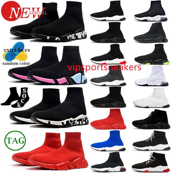 

designers speeds 2.0 v2 luxury casual shoes platform sneaker men women tripler s paris socks boots black white blue light sliver ruby graffi