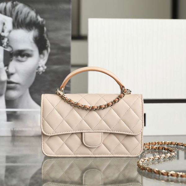 

flap phone holder with chain handbag lambskin wallet on chain 10a designer crossbody bag with box c101