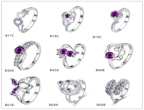 

brand new mixed style fashion purple gemstone 925 silver plate ring emgr25lotus planet plated sterling silver ring 10 pieces a lo6516019