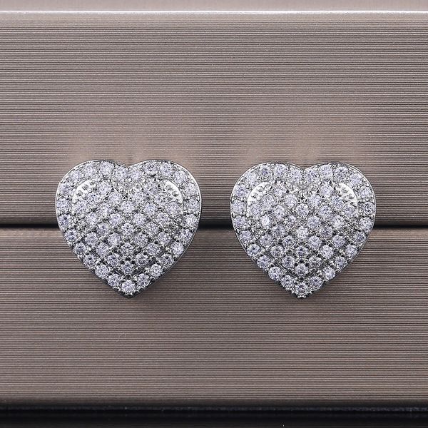 

stud earrings 925 sterling silver heart stud earrings for women 18k gold shining crystal earrings jewelry for party, Golden;silver