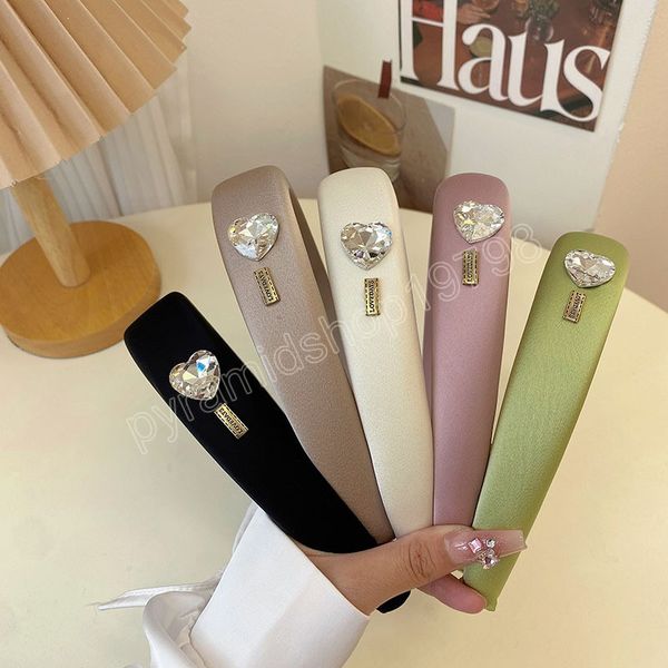 

high grade love rhinestone solid color satin headbands fashion hair accessories for women trend hairband hair band hoop gir, Slivery;white