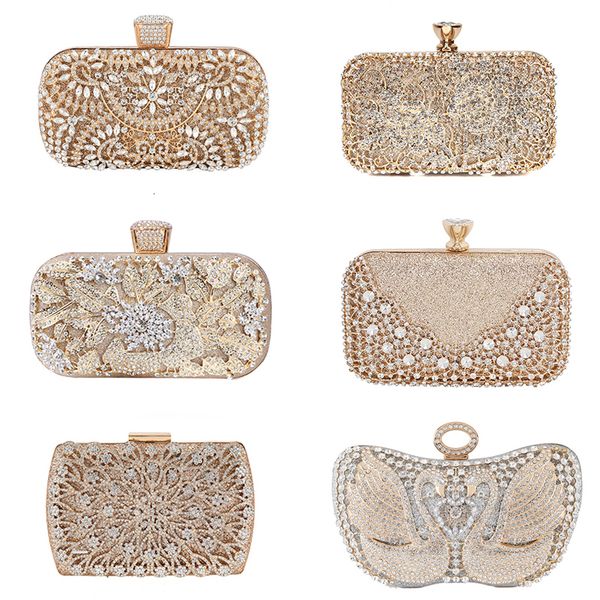 

evening bags diamond wedding clutch purse luxury women handbag design party shoulder bag flower hollow out pattern ladies evening night bag