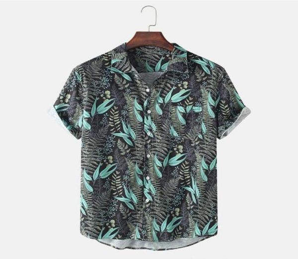 

men039s tshirts hawaiian printed men shirts summer short sleeve for casual slim beach button up blouse camisas de hombre5882624, White;black