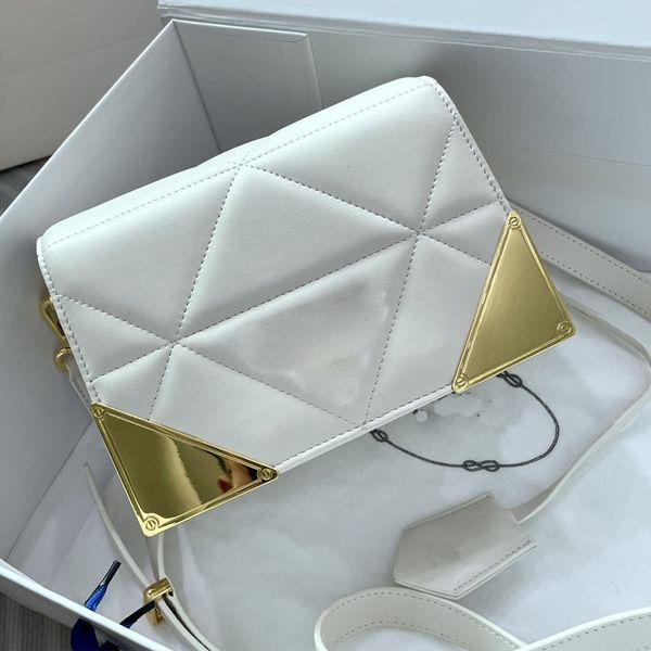 

flap bag women handbag purse triangle stitching crossbody bags embroidery fashion letter metal corners magnetic hasp inside pockets wallet