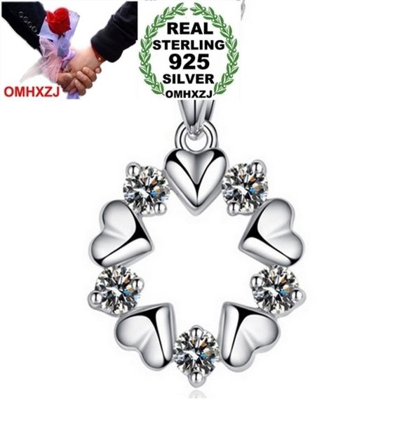 

omhxzj whole woman fashion jewelry zircon round flowers heart 925 sterling silver no chain necklace pendant charms pe287869534