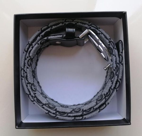 

leather designer men's new belt red green stripe canvas fashion large letter silver buckle women's belt 110cm, Black;brown