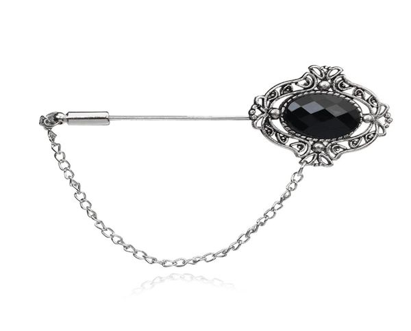 

whole antique silver black crystal cut out lapel stick brooches pins for women men tie hat scarf suit brooch jewelry accessor5998303, Gray