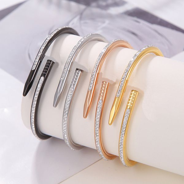

love bracelet nail bracelet designer bangles for women mens stainless steel alloy armband pulsera pulseras plated gold silver rose jewelry d, Black