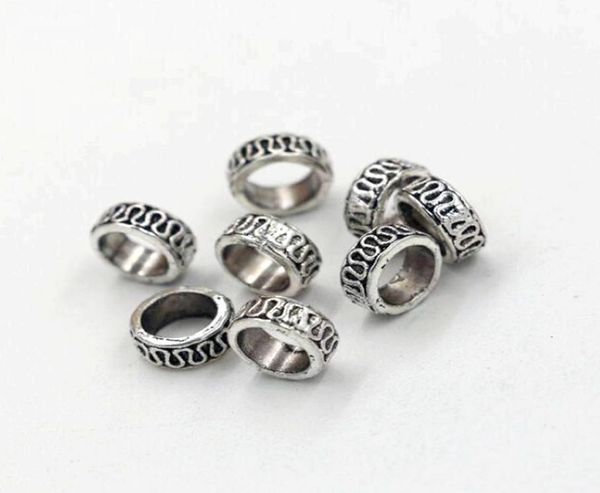 

200pcs antique silver alloy carved large hole spacer beads for jewelry making bracelet necklace diy accessories 84mm3652374, Bronze;silver