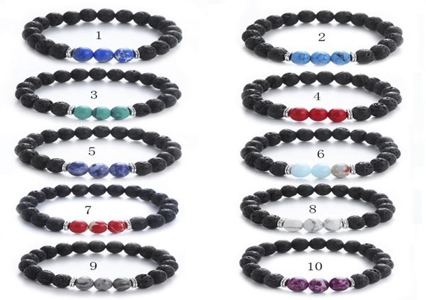

new arrival natural lava stone bracelets for women men healing emperor turquoise rock beads chains bangle fashion yoga jewelry gif8518266, Black