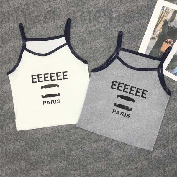 

women's plus size t-shirt designer sling knitted vest women t shirts fashion cropped tank nl8v, Black