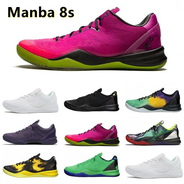 

manba 8 8s mens basketball shoes triple white black gold easter ftb mambacurial prelude reflectiion sulfur electric supehero men trainers sp