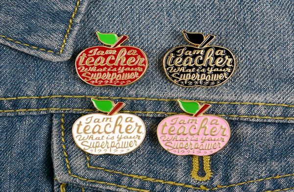 

teacher enamel pins quote i am a teacher badges brooches pink red apple lapel pin badges fruit plant jewelry gifts idea zdl03147551438, Gray