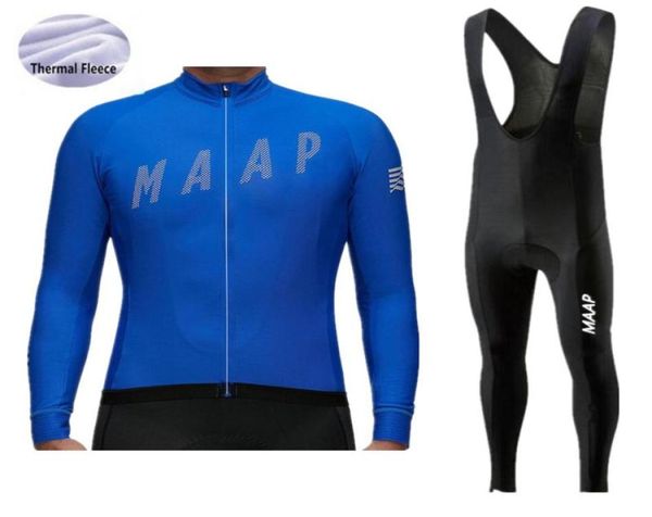 

pro team maap winter men039s long sleeve cycling jersey set uniform thermal fleece mtb bike clothing bicycle maillot ropa cicli3755492, Black;blue