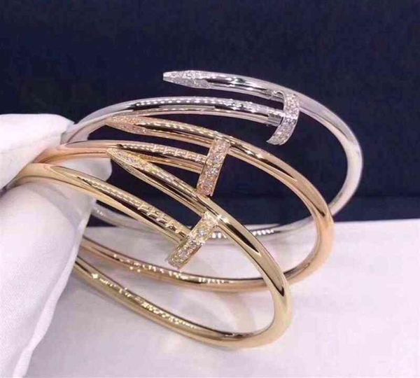 

steel nail titanium bracelet inlay diamond screw nail cuff bracelet women men jewelry valentine039s day gift with velvet bag 163038933, Black