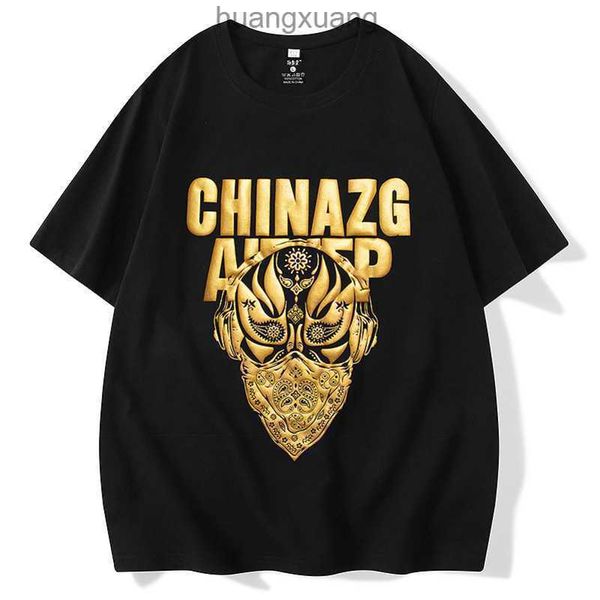 

stussys fashion t-shirt short sleeved skull face mask gilded printed t-shirt for men's summer street loose fashion brand pure cotton, White;black