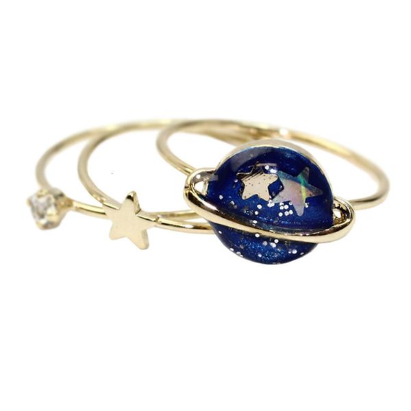 

wedding rings daisies 3pcs set arrival cute blue star planet joint finger set for women and men fashion jewelry 230710, Slivery;golden