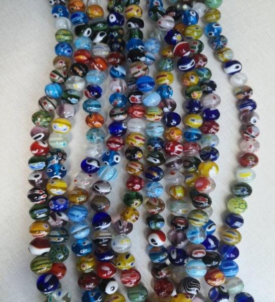 

10mm millefiori glass loose round bead 10mm hole for jewelry project4 colors6638830, Crystal