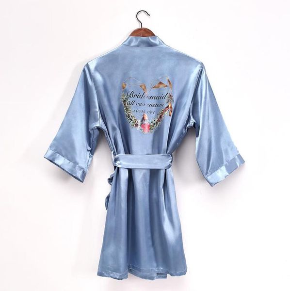 

women039s sleepwear wedin personalized custom name date flower print wedding bride team robes bridal party bridesmaid gift5612228, Black;red