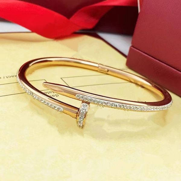 

Nail Bracelet Bracelets Bangle one line diamond Titanium steel designer for women men luxury jewlery gifts woman girl gold silver rose gold black wholesale not Fade
