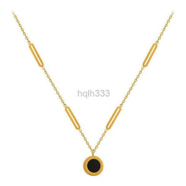 

double sided titanium steel necklace for women's new popular light luxury and niche design, high-end collarbone chain and neck chain de, Silver
