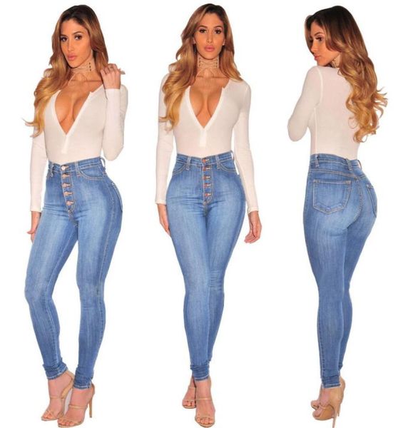 

real pos 4colors women designer jeans skinny push up high waisted slim fit denim pants slim denim skinny ripped jeans whol3199413, Blue