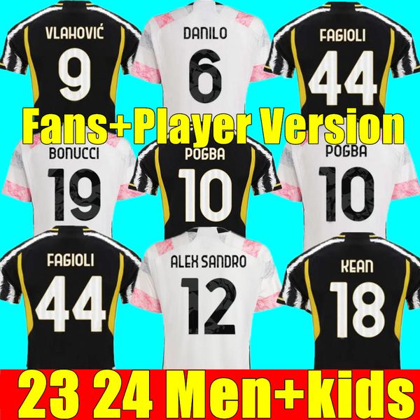 

23 24 vlahovic chiesa milik soccer jerseys fans player version bonucci football shirts kit juventus di maria soccer uniform maglie da calcio, Black;yellow