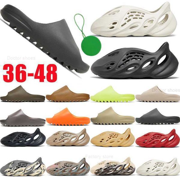 

slippers for men women foam runners sandals onyx bone pure sand ararat us 13 36-48 pantoufle fashion designer sliders beach shoes flip flops, Black