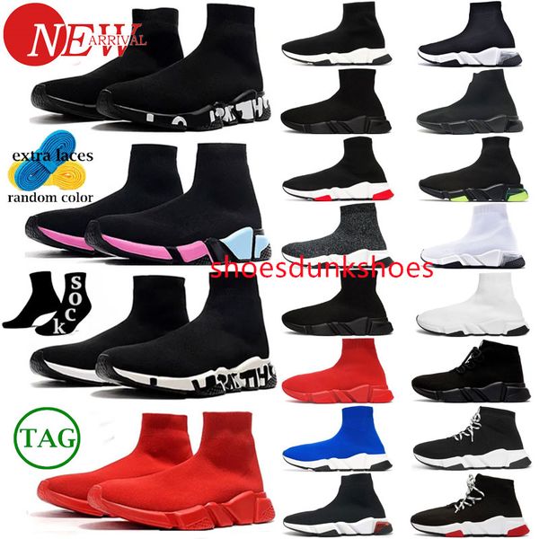 

designer speeds 2.0 1.0 sports shoes platform men women balanciagas tripler paris socks boots runners black white light graffiti vintage bei