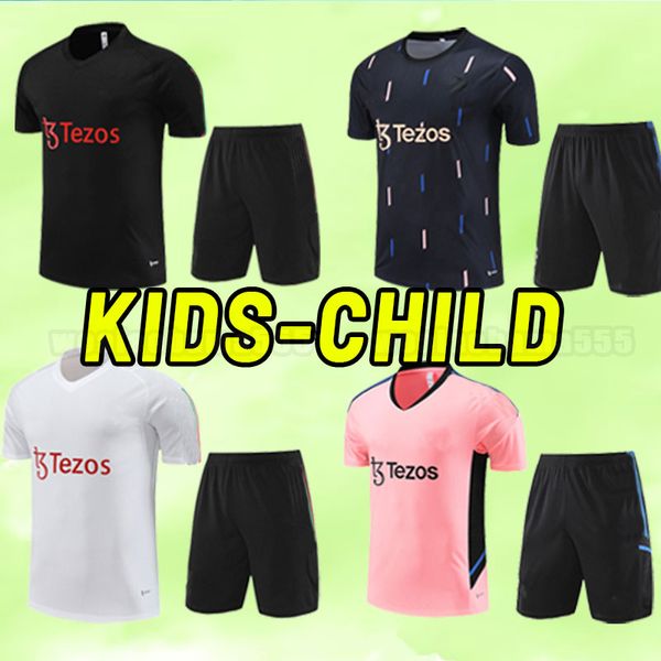 

kids child 23 24 antony casemiro martinez eriksen manchesters soccer tracksuits rashford 2023 2024 sancho b. fernandes fred mans utds kits t, Black