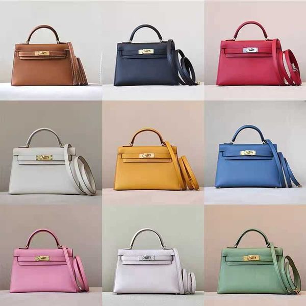 

original designer hemrres tote bag home handmade wax thread mini kelys bag second generation crossbody handbag handprint leather women'