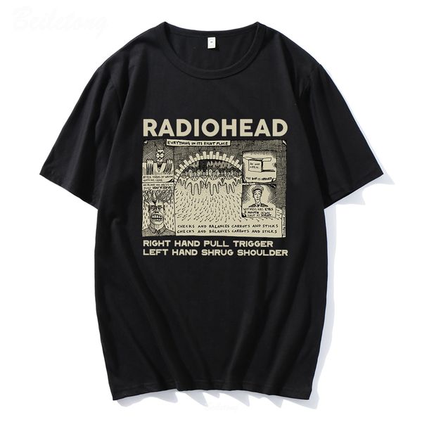 

mens tshirts radiohead t shirt men funny retro prints loose breathable 100% cotton tshirts indie rock band music tees males 230710, White;black