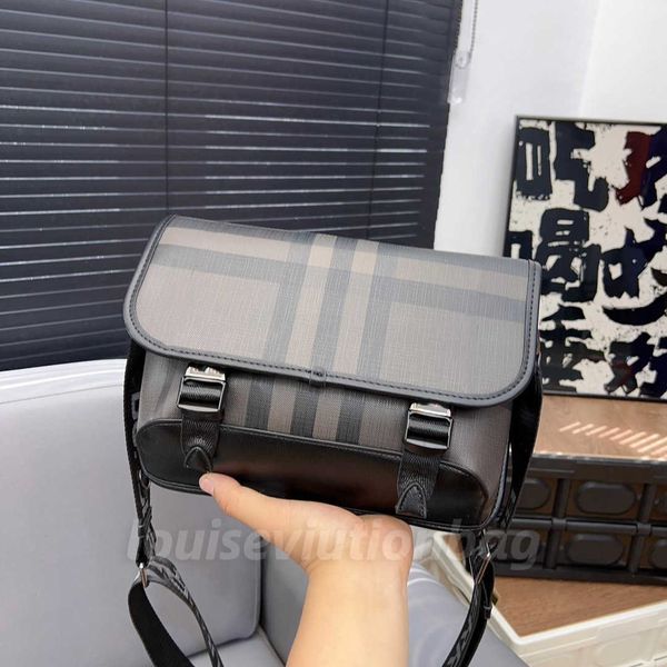 

canvas crossbody bag women shoulder clutch bags retro plaid printing inner cowhide leather removable strap message bag 756156