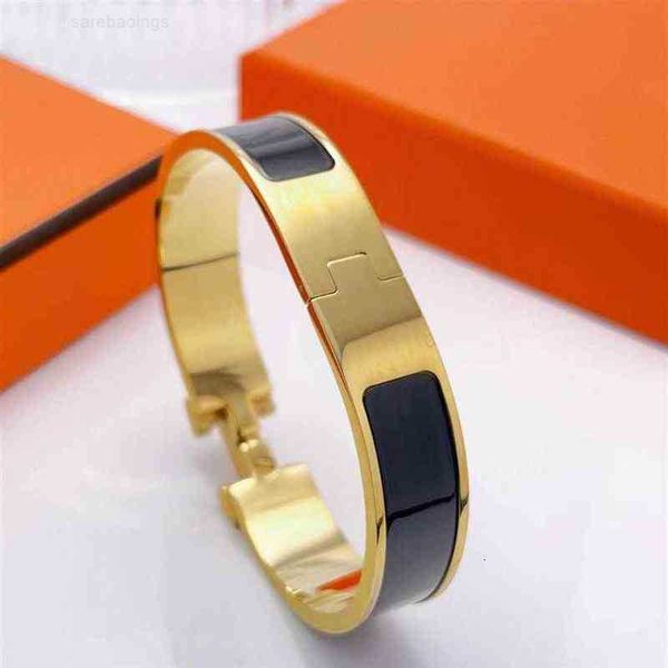 

bracelet luxury brand her max designer gold letter enamel bangle bracelet luxury women men stainless steel 12mm bracelets jewelry with orang, Black