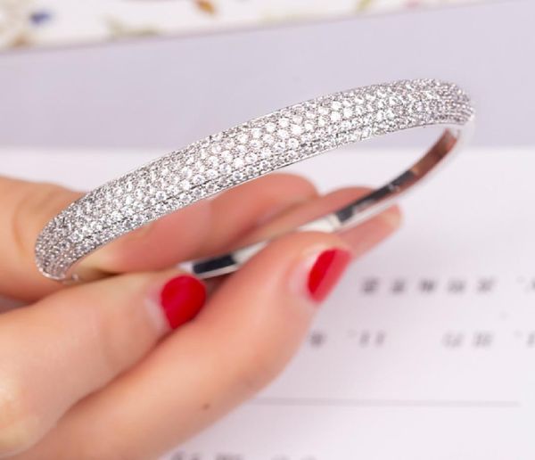 

big flower bracelet luxury cubic zirconia white gold plated engagement bangle for women wedding accessaries gift6108400, Black