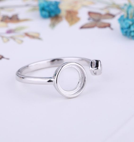 

925 sterling silver engagement wedding ring 7x7mm round cabochon semi mount ring crystal fine jewelry setting white gold color9129424