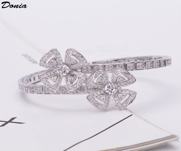 

donia jewelry luxury bangle party european american fashion card series flower classic microinlaid zircon bracelet ladies designe6911145, Black