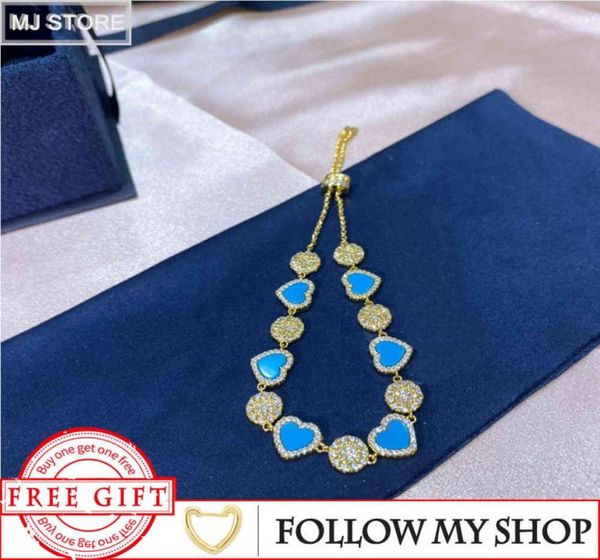 

june summer the bracelet necklace set 925 silver blue heartshaped pendant luxury brand monaco jewelry for women gift7992778