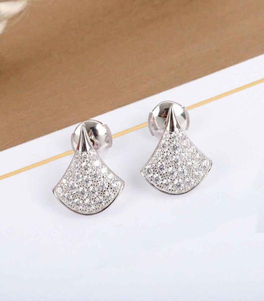 

s925 silver fan shape with diamond for women wedding jewelry gift ps87082049043