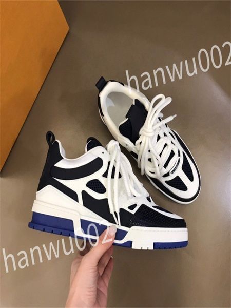 

2023 new designer flat sneaker trainer casual shoes leather white letter overlays fashion platform mens womens low sneakers rd230601, Black