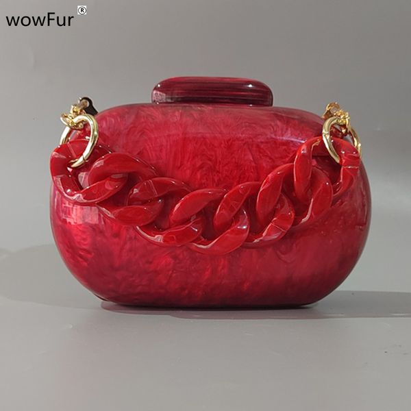 

evening bags pearl red oval with resin handle acrylic box clutches handbags for women mini bag shoulder bohemian party wedding purse 230710
